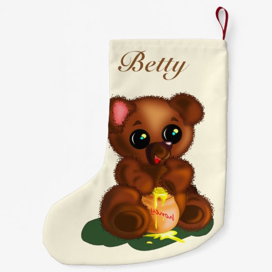 Ihr Name Weihnachts-Strumpf mit Baby Honey Bear Kleiner Weihnachtsstrumpf (Rückseite)
