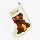 Ihr Name Weihnachts-Strumpf mit Baby Honey Bear Kleiner Weihnachtsstrumpf (Rückseite (Hängend))