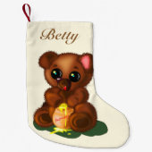 Ihr Name Weihnachts-Strumpf mit Baby Honey Bear Kleiner Weihnachtsstrumpf (Vorderseite)