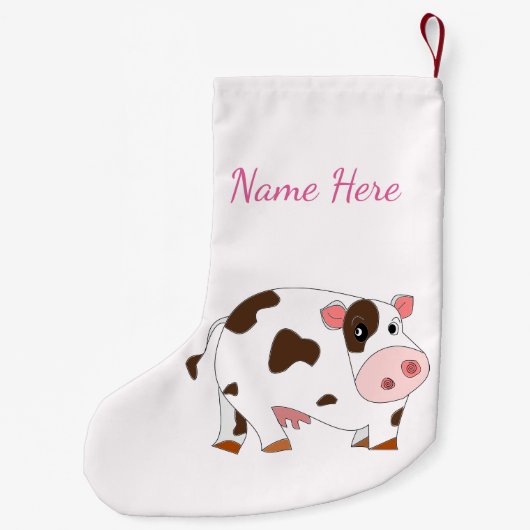 Ihr Name Weihnachts-Strumpf mit Happy Baby Cow Kleiner Weihnachtsstrumpf (Rückseite)