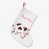 Ihr Name Weihnachts-Strumpf mit Happy Baby Cow Kleiner Weihnachtsstrumpf (Vorderansicht (hängend))