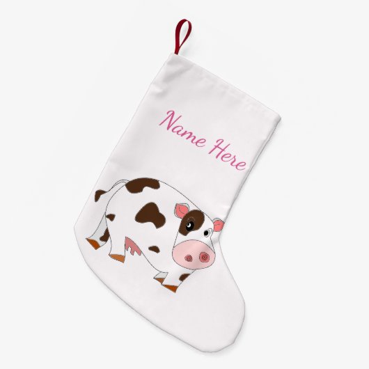 Ihr Name Weihnachts-Strumpf mit Happy Baby Cow Kleiner Weihnachtsstrumpf (Vorderansicht (hängend))