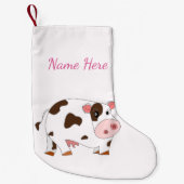 Ihr Name Weihnachts-Strumpf mit Happy Baby Cow Kleiner Weihnachtsstrumpf (Vorderseite)