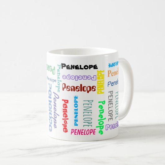 Ihr Name Word Cloud Fun Schriftart Typografie Kaffeetasse (VorderseiteRechts)