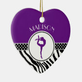 Ihr Name Zebra Print Gymnastik in Lila Keramik Ornament (Rechts)