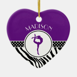 Ihr Name Zebra Print Gymnastik in Lila Keramik Ornament