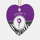 Ihr Name Zebra Print Gymnastik in Lila Keramik Ornament (Links)