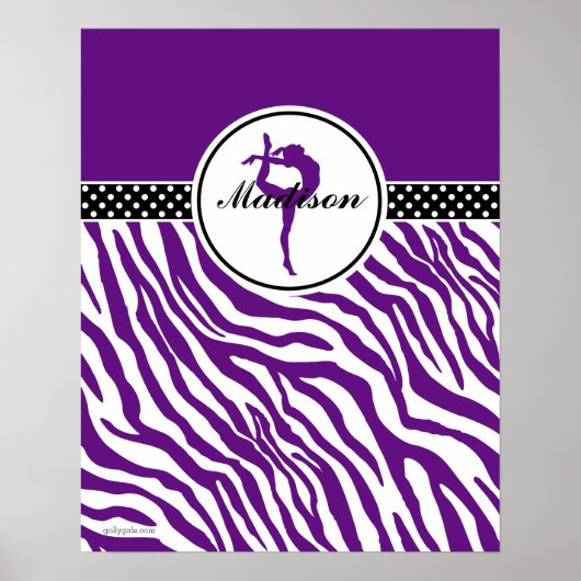 Ihr Name Zebra Print Gymnastik Lila Poster (Vorne)