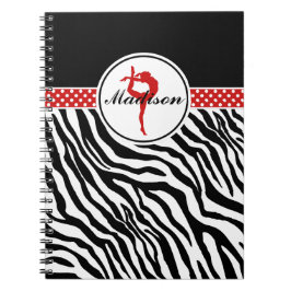 Ihr Name Zebra Print Gymnastik mit roten Details Notizblock