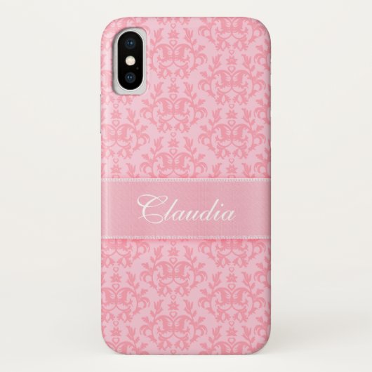 "Ihr Namens" Damast hellrosa iphone Fall Case-Mate iPhone Hülle (Rückseite)