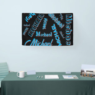 Ihr Namensmuster-Monogramm blau rot schwarze Farbe Banner