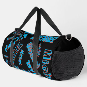 Ihr Namensmuster-Monogramm blau rot schwarze Farbe Duffle Bag
