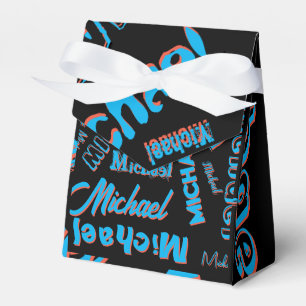 Ihr Namensmuster-Monogramm blau rot schwarze Farbe Geschenkschachtel