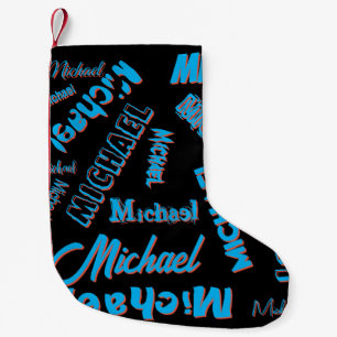 Ihr Namensmuster-Monogramm blau rot schwarze Farbe Kleiner Weihnachtsstrumpf