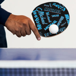 Ihr Namensmuster Monogramm blau rot schwarze Farbe Tischtennis Schläger
