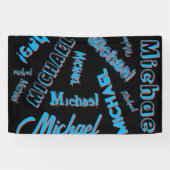 Ihr Namensmuster monogramm blaue schwarze Farbe Banner (Horizontal)