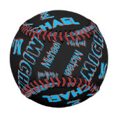 Ihr Namensmuster monogramm blaue schwarze Farbe Baseball (Rückseite)