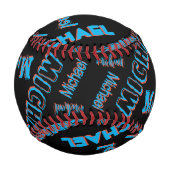 Ihr Namensmuster monogramm blaue schwarze Farbe Baseball (Vorderseite)