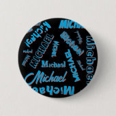 Ihr Namensmuster monogramm blaue schwarze Farbe Button (Vorderseite)