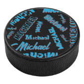 Ihr Namensmuster monogramm blaue schwarze Farbe Eishockey Puck (3/4)