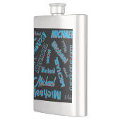 Ihr Namensmuster monogramm blaue schwarze Farbe Flachmann (Links)