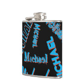 Ihr Namensmuster monogramm blaue schwarze Farbe Flachmann (Links)