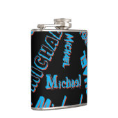 Ihr Namensmuster monogramm blaue schwarze Farbe Flachmann (Rechts)