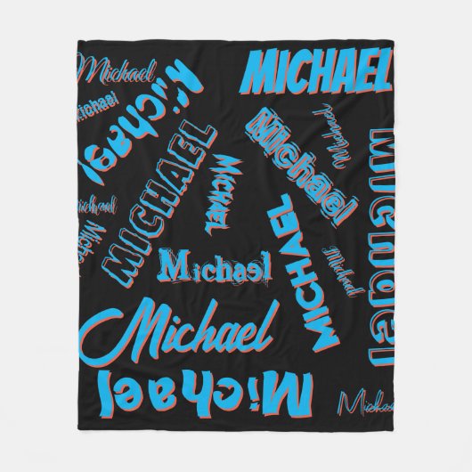Ihr Namensmuster monogramm blaue schwarze Farbe Fleecedecke (Vorderseite)
