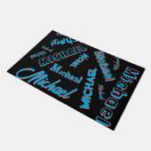 Ihr Namensmuster monogramm blaue schwarze Farbe Fußmatte (Schrägansicht)