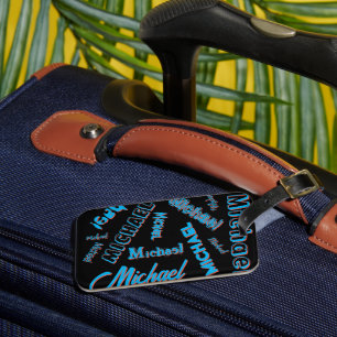 Ihr Namensmuster monogramm blaue schwarze Farbe Gepäckanhänger