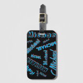 Ihr Namensmuster monogramm blaue schwarze Farbe Gepäckanhänger (Vorderseite Vertikal)