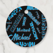 Ihr Namensmuster monogramm blaue schwarze Farbe Geschenkanhänger (Rückseite)