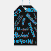 Ihr Namensmuster monogramm blaue schwarze Farbe Geschenkanhänger (Rückseite)