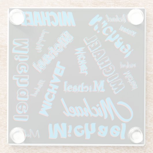 Ihr Namensmuster monogramm blaue schwarze Farbe Glasuntersetzer (Rückseite)