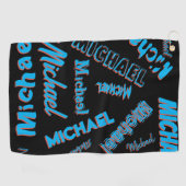 Ihr Namensmuster monogramm blaue schwarze Farbe Golfhandtuch (Horizontal)