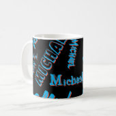 Ihr Namensmuster monogramm blaue schwarze Farbe Kaffeetasse (Vorderseite Links)