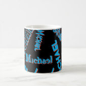 Ihr Namensmuster monogramm blaue schwarze Farbe Kaffeetasse (Mittel)