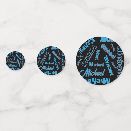 Ihr Namensmuster monogramm blaue schwarze Farbe Konfetti (Rückseiten)