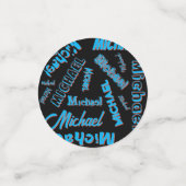 Ihr Namensmuster monogramm blaue schwarze Farbe Konfetti (Klein Vorderseite)