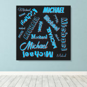 Ihr Namensmuster monogramm blaue schwarze Farbe Leinwanddruck (Insitu (Holzboden))