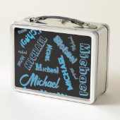 Ihr Namensmuster monogramm blaue schwarze Farbe Metall Brotdose (Rückseite)