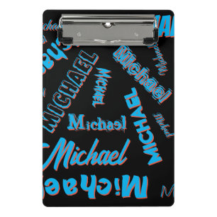 Ihr Namensmuster monogramm blaue schwarze Farbe Mini Klemmbrett