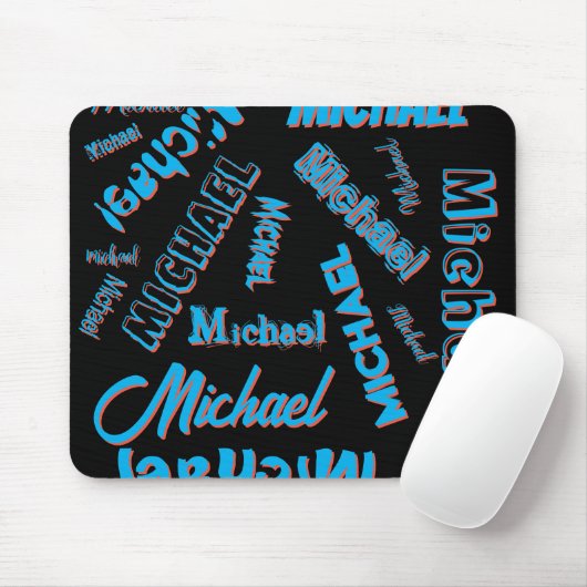 Ihr Namensmuster monogramm blaue schwarze Farbe Mousepad (Mit Mouse)