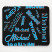 Ihr Namensmuster monogramm blaue schwarze Farbe Mousepad (Vorne)