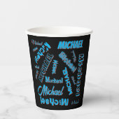 Ihr Namensmuster monogramm blaue schwarze Farbe Pappbecher (Vorderseite)