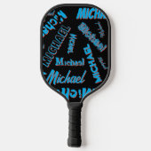 Ihr Namensmuster monogramm blaue schwarze Farbe Pickleball Schläger (Rückseite)