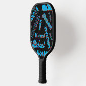 Ihr Namensmuster monogramm blaue schwarze Farbe Pickleball Schläger (Links)