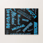 Ihr Namensmuster monogramm blaue schwarze Farbe Puzzle (Horizontal)