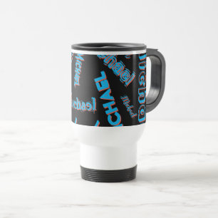 Ihr Namensmuster monogramm blaue schwarze Farbe Reisebecher