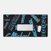 Ihr Namensmuster monogramm blaue schwarze Farbe Schreibtischunterlage (Tastatur & Maus)